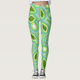 Frühlingslilien-Muster in Himmelblau, Buttergelb u Leggings