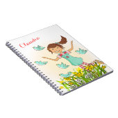 Frühlingsmädchen, das Vogelkindernotizbuch jagt Notizblock (Rechte Seite)