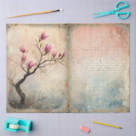 Frühlingsmagnolie in Blütenpracht in Aquarell Seidenpapier