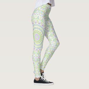 Frühlingsmandala in Grün, Blau und Lavendel Leggings