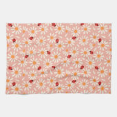 Frühlingsmarienkäfer und Gänseblümchen Geschirrtuch (Horizontal)
