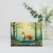 Frühlingsmäßige Blume Mystical Forest Fox Malerei Postkarte (Stehend Vorderseite)