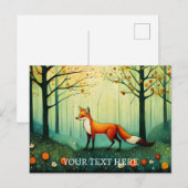 Frühlingsmäßige Blume Mystical Forest Fox Malerei Postkarte (Vorne/Hinten)