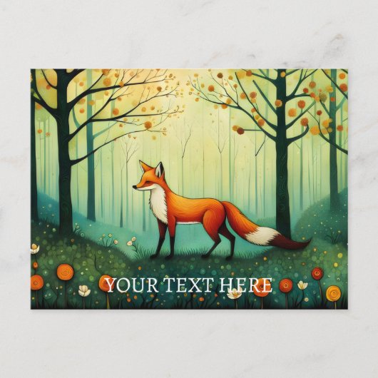 Frühlingsmäßige Blume Mystical Forest Fox Malerei Postkarte (Vorderseite)