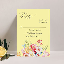 Frühlingsmehrfarbige Floralfarben ohne UAWG - Gelb RSVP Karte