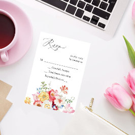 Frühlingsmehrfarbige Florals ohne UAWG RSVP Karte