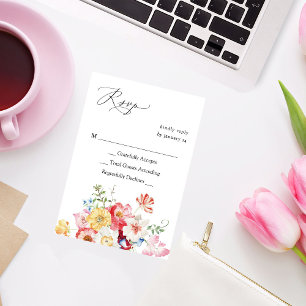 Frühlingsmehrfarbige Florals ohne UAWG RSVP Karte