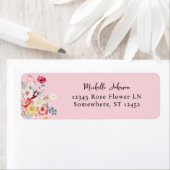Frühlingsmehrfarbige Florals Rosa Rücksendeadresse (Insitu)