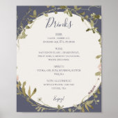 Frühlingsmenü der Wildblume Lila Hochzeitsgetränke Poster (Vorne)