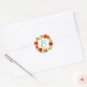 Frühlingsmohn Gänseblümchen Monogramm Kranz Runder Aufkleber (Umschlag)