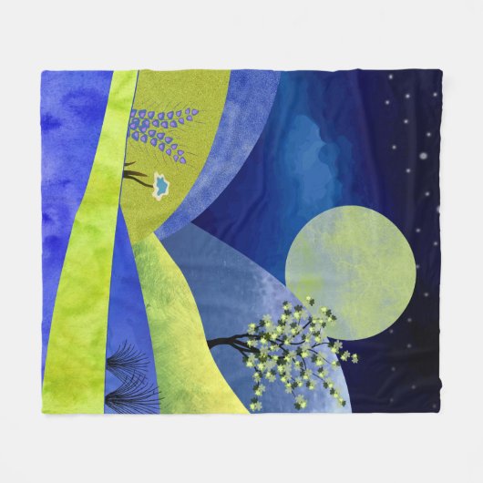 Frühlingsmond Fleecedecke (Vorderseite (Horizontal))