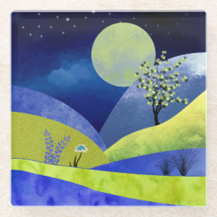 Frühlingsmond Glasuntersetzer