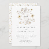 Frühlingsmonogramm Elegante Wildblume Floral Einladung (Vorne/Hinten)