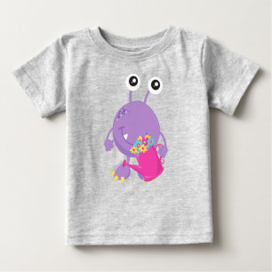 Frühlingsmonster, farbige Blume, Lila Monster Baby T-shirt