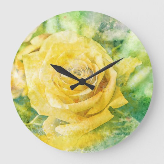 Frühlingsmorgens Gelbrosa im pastellfarbenen Wasse Große Wanduhr (Vorderseite)