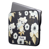 Frühlingsmuster Blau-Weiß-Muster Monogramm Laptopschutzhülle (Vorderseite Links)