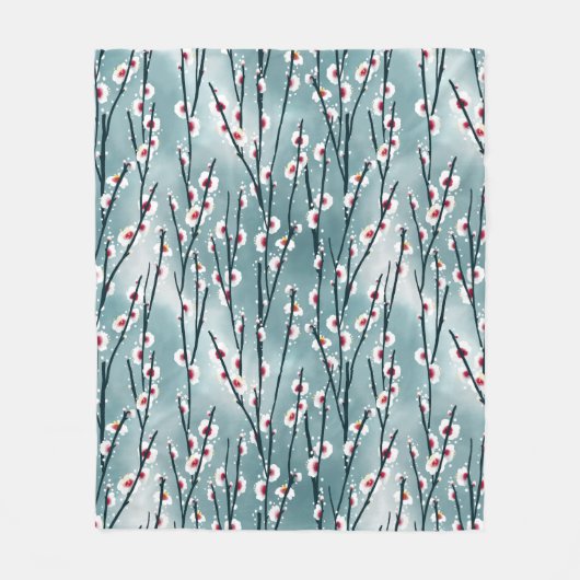 Frühlingsmuster Blossom Blumenmuster Fleecedecke (Vorderseite)