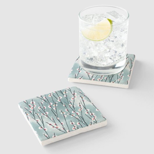 Frühlingsmuster Blossom Blumenmuster Steinuntersetzer (Seitenansicht)