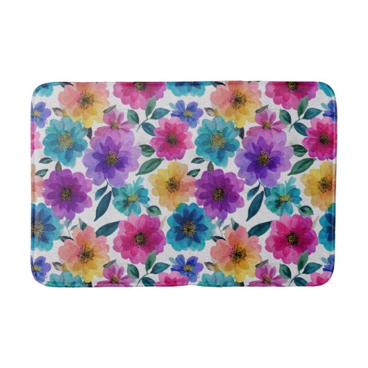 Frühlingsmuster Blume blüht Wasserfarben Blumenmus Badematte (Vorderseite)