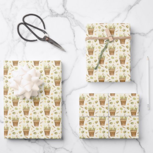 Frühlingsmuster Blume zeigt Random Painted Muster Geschenkpapier Set (Vorderseite)