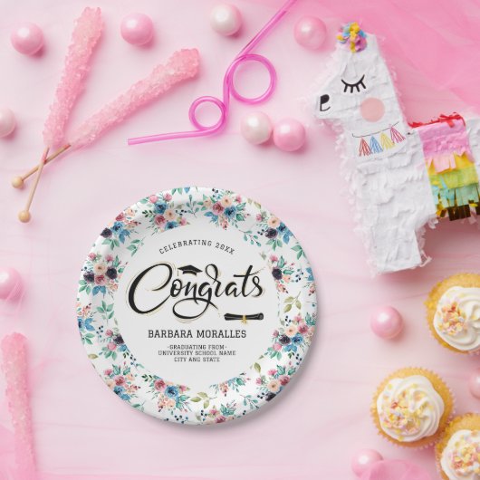 Frühlingsmuster Graduate typografie Pappteller (Party)