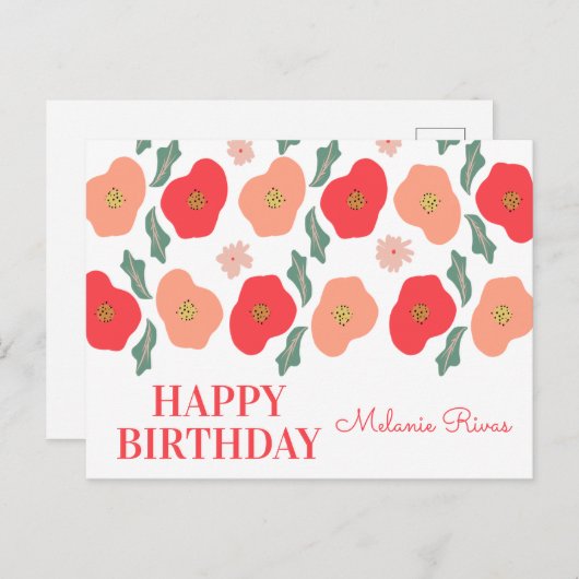 Frühlingsmuster Hand gezeichnet Geburtstag Postkarte (Vorne/Hinten)