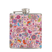 Frühlingsmuster mit bunten Blumen Flachmann (Vorderseite)