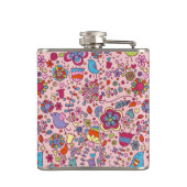 Frühlingsmuster mit bunten Blumen Flachmann (Rückseite)