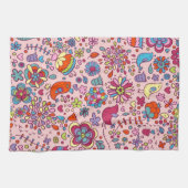 Frühlingsmuster mit bunten Blumen Geschirrtuch (Horizontal)