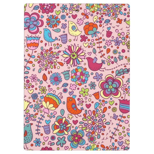 Frühlingsmuster mit bunten Blumen Klemmbrett (Rückseite)