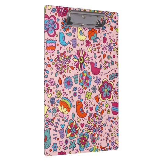 Frühlingsmuster mit bunten Blumen Klemmbrett (Rechts)