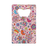 Frühlingsmuster mit bunten Blumen Kreditkartenflaschenöffner (Rückseite)