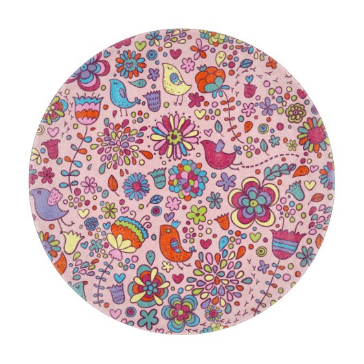 Frühlingsmuster mit bunten Blumen Schneidebrett (Vorderseite)