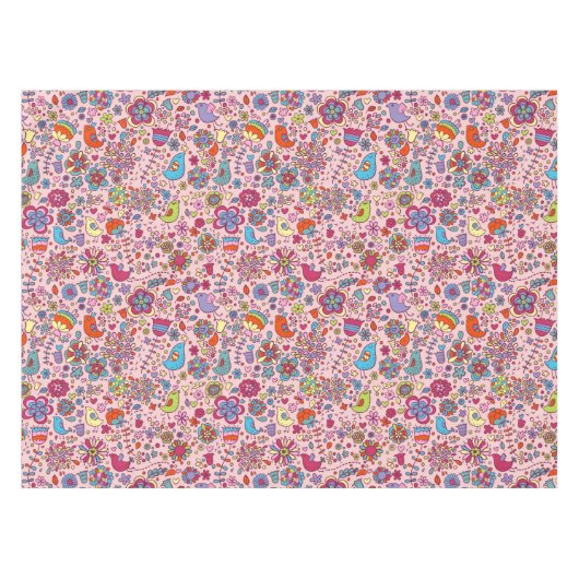 Frühlingsmuster mit bunten Blumen Tischdecke (Vorderseite (Horizontal))