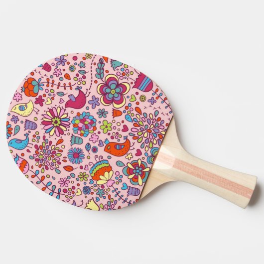Frühlingsmuster mit bunten Blumen Tischtennis Schläger (Seitenansicht)