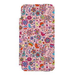 Frühlingsmuster mit farbenfrohen Blumen Incipio Watson™ iPhone 5 Geldbörsen Hülle