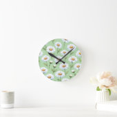 Frühlingsmuster mit Gänseblümchen Runde Wanduhr (Zuhause)