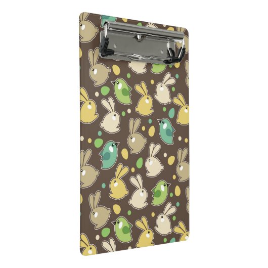 Frühlingsmuster mit Ostereiern, Vögel Mini Klemmbrett (Schrägansicht)