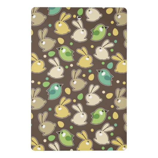 Frühlingsmuster mit Ostereiern, Vögel Mini Klemmbrett (Rückseite)