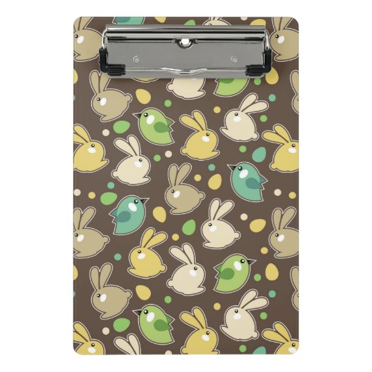 Frühlingsmuster mit Ostereiern, Vögel Mini Klemmbrett (Vorderseite)