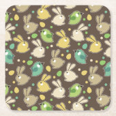 Frühlingsmuster mit Ostereiern, Vögel Rechteckiger Pappuntersetzer (Vorderseite)