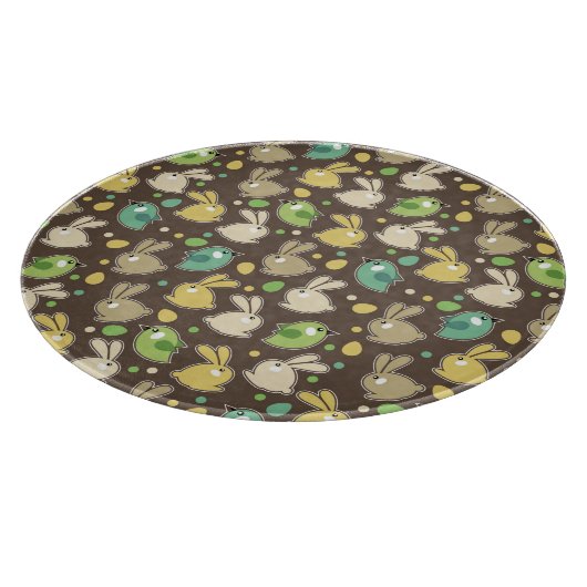 Frühlingsmuster mit Ostereiern, Vögel Schneidebrett (Ecke)
