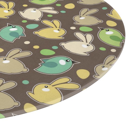 Frühlingsmuster mit Ostereiern, Vögel Schneidebrett (Ecke)