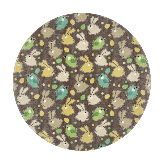 Frühlingsmuster mit Ostereiern, Vögel Schneidebrett (Vorderseite)