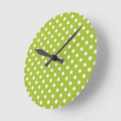 Frühlingsmuster mit weißen Polka-Punkten Runde Wanduhr (Winkel)