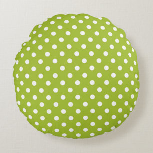 Frühlingsmuster mit weißen Polka-Punkten Rundes Kissen