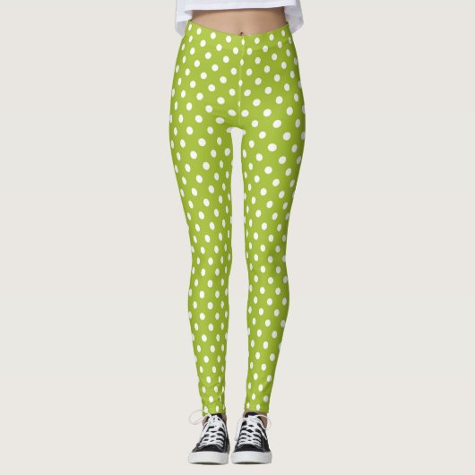 Frühlingsmuster mit weißen Tupfen Leggings (Vorderseite)