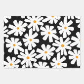 Frühlingsmuster schwarz florales Retromuster Geschenkpapier Set (Vorderseite 3)