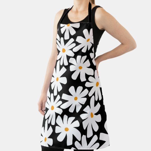 Frühlingsmuster schwarz florales Retromuster Schürze (InSitu)