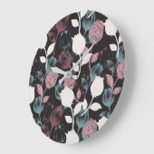 Frühlingsmuster Vintage Tulpe Große Wanduhr (Winkel)
